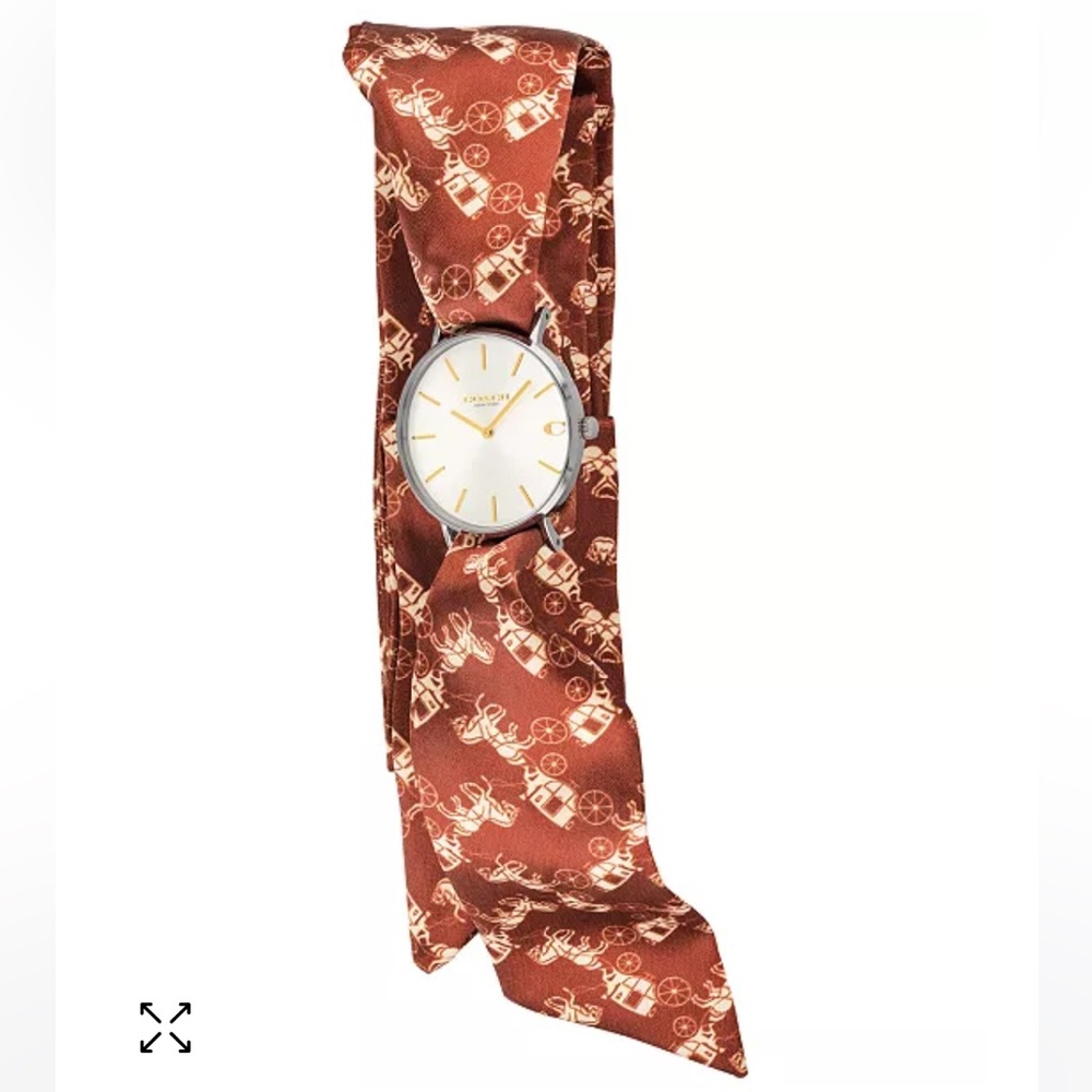 Coach Perry Horse Carriage Satin Scarf Watch - Orange